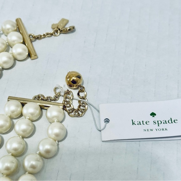 KATE SPADE PEARL GOLD BOW NECKLACE - Picture 3 of 5